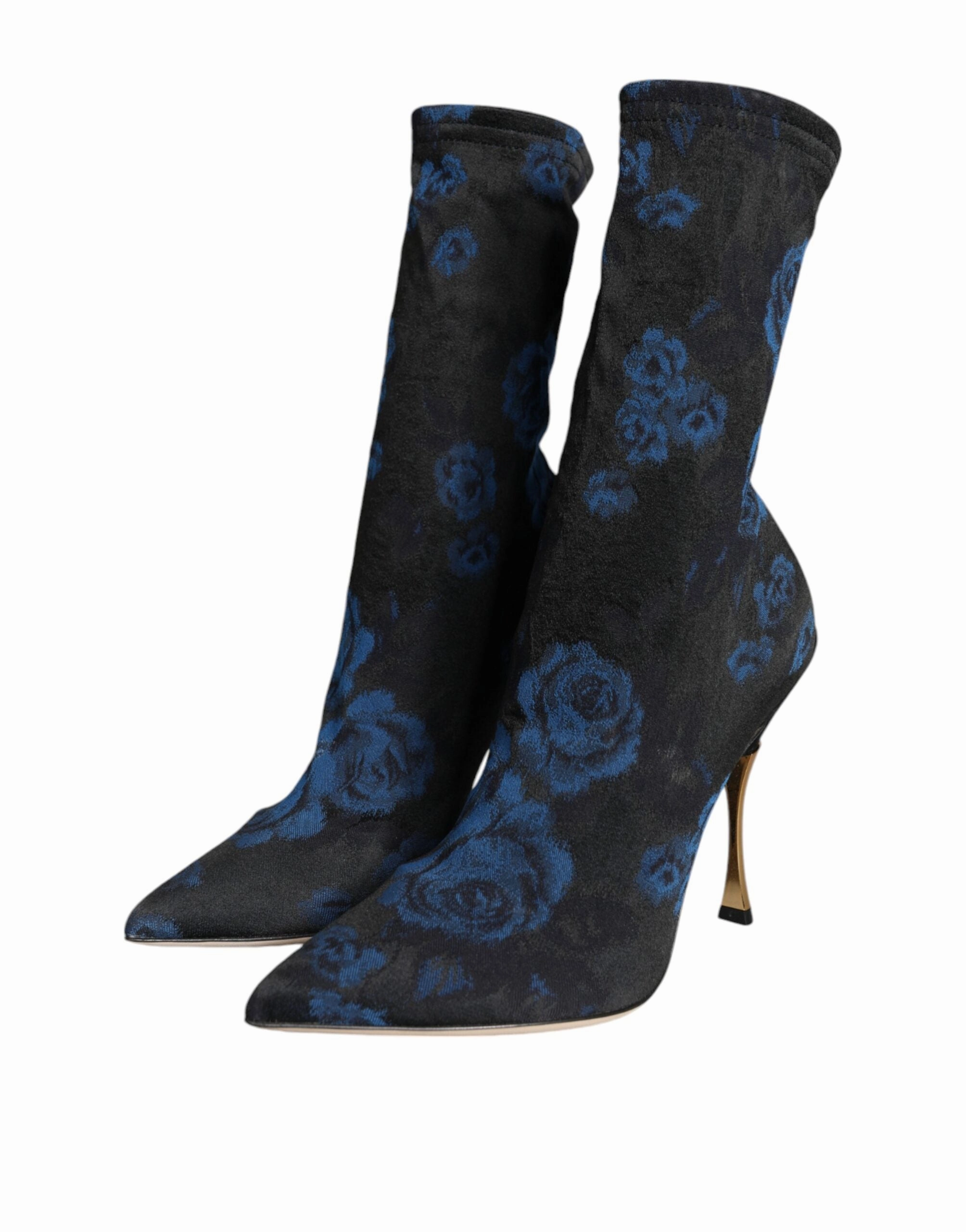 Dolce & Gabbana Floral Stretch Mid Calf Boots Women's Shoes