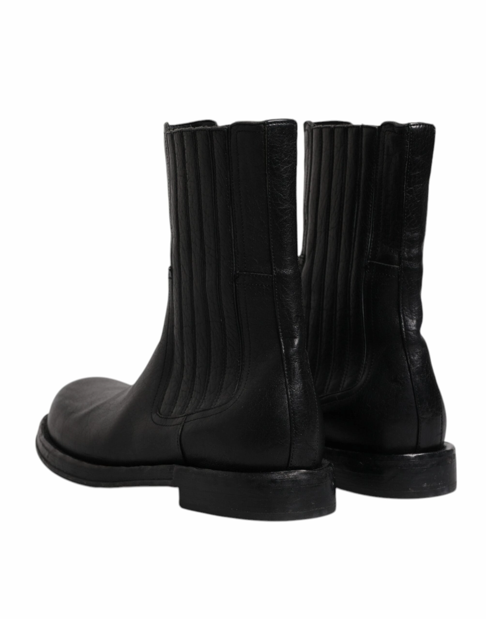Dolce & Gabbana Horse Leather Mid Calf Boots Men's Shoes