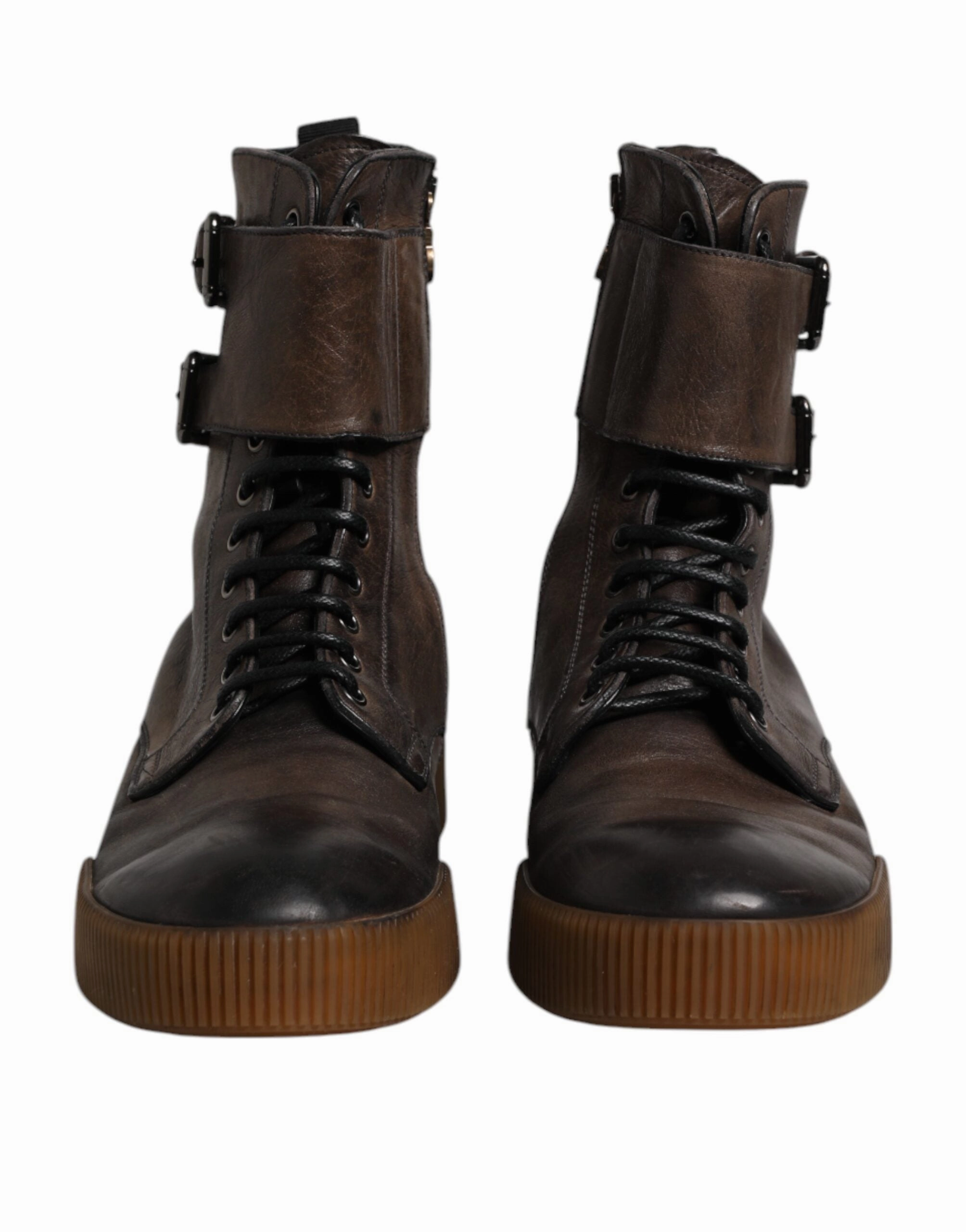 Dolce & Gabbana Horse Leather Mid Calf Boots Men's Shoes (Pre-Owned)