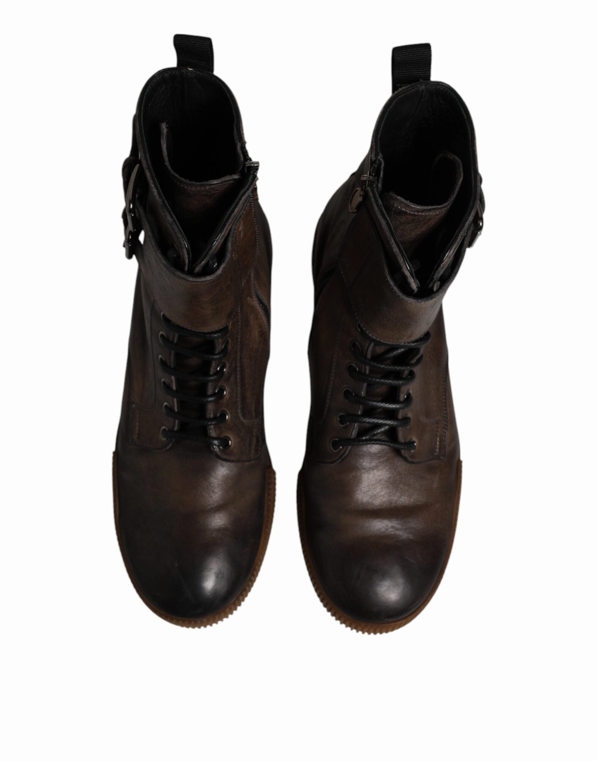 Dolce & Gabbana Horse Leather Mid Calf Boots Men's Shoes (Pre-Owned)