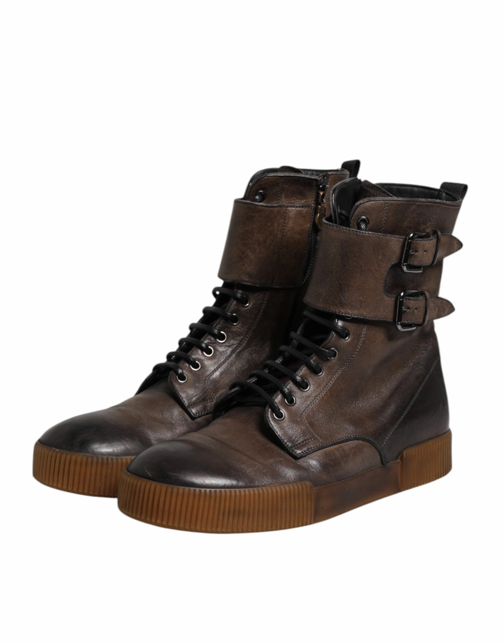 Dolce & Gabbana Horse Leather Mid Calf Boots Men's Shoes (Pre-Owned)