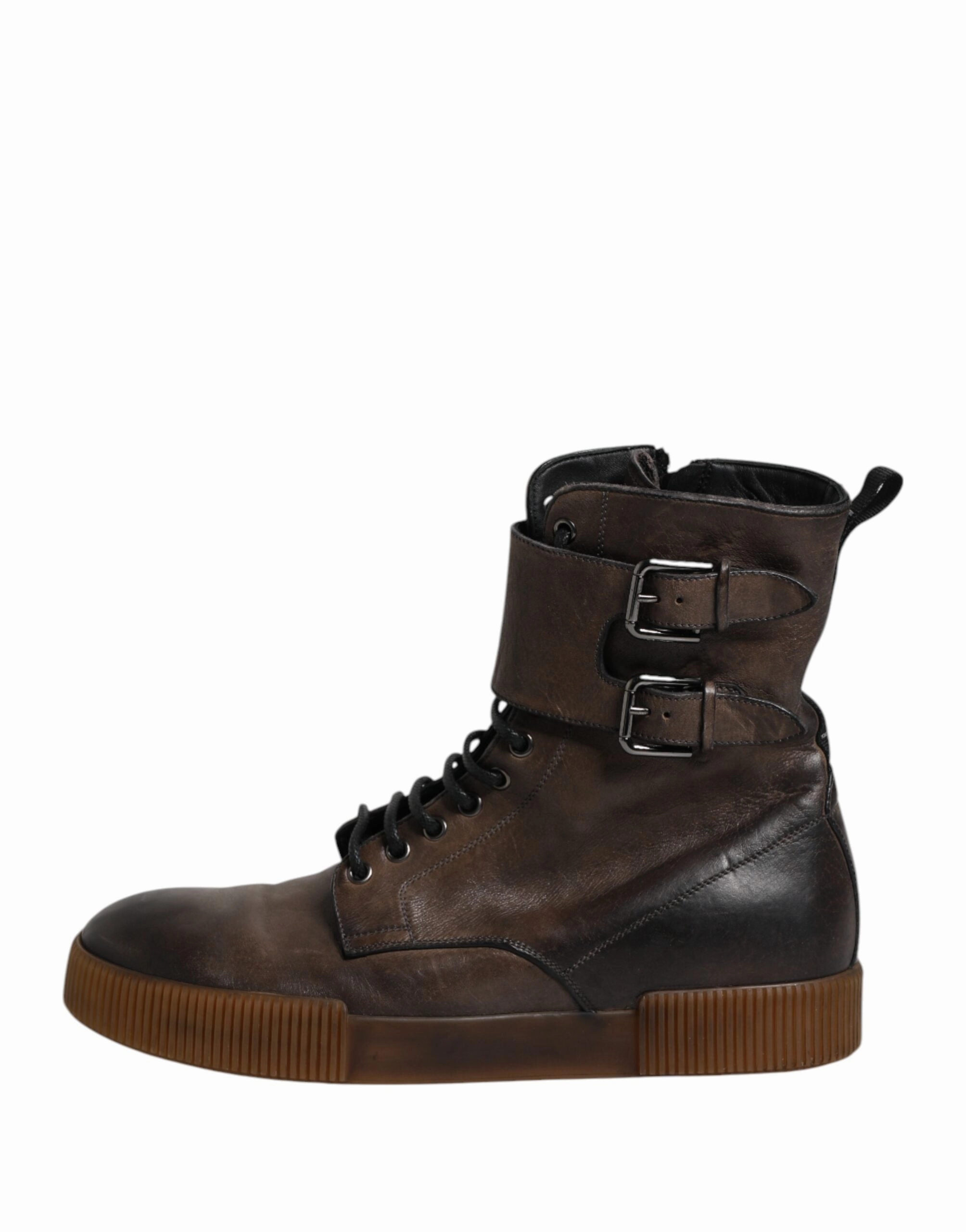 Dolce & Gabbana Horse Leather Mid Calf Boots Men's Shoes (Pre-Owned)