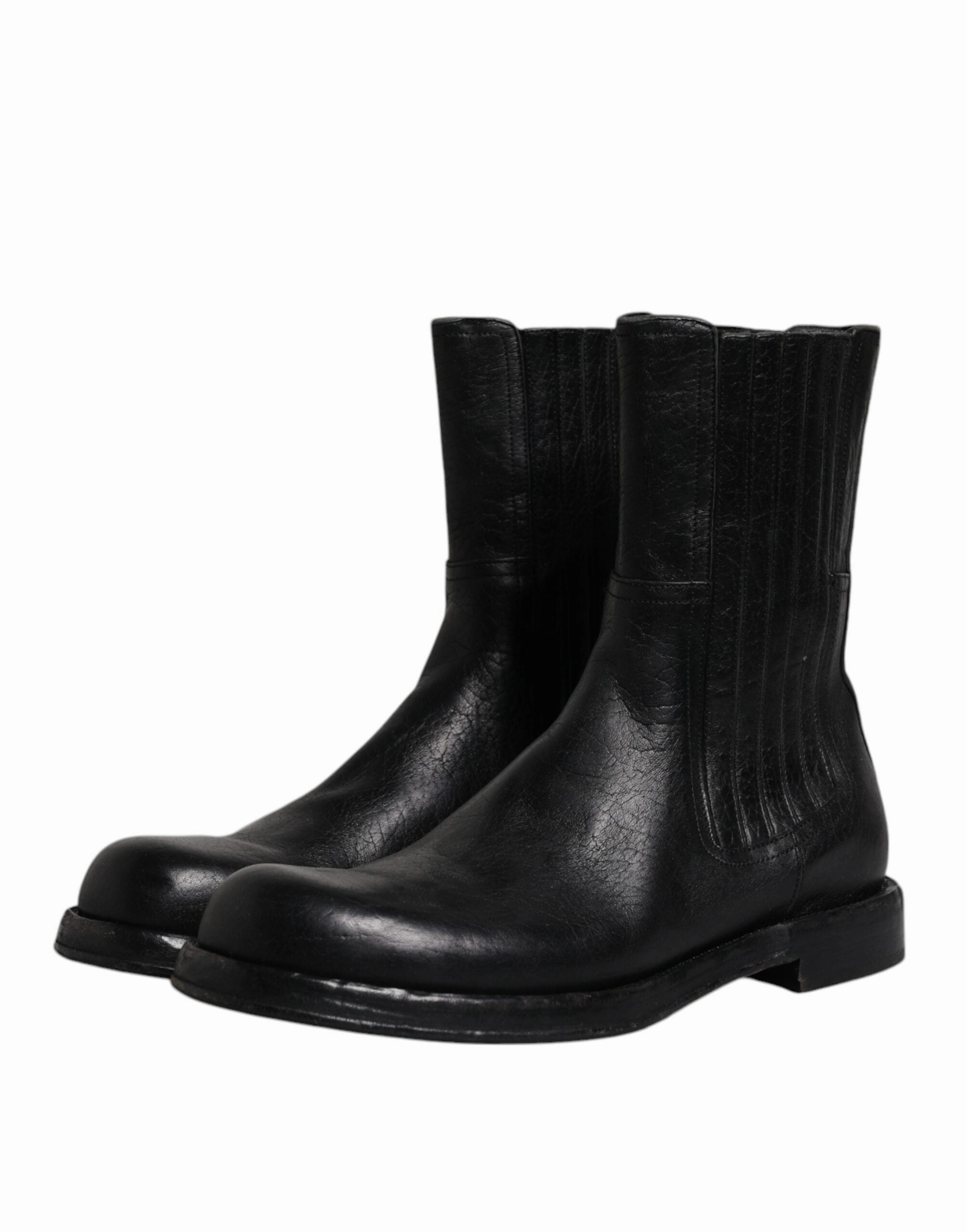 Dolce & Gabbana Horse Leather Mid Calf Boots Men's Shoes