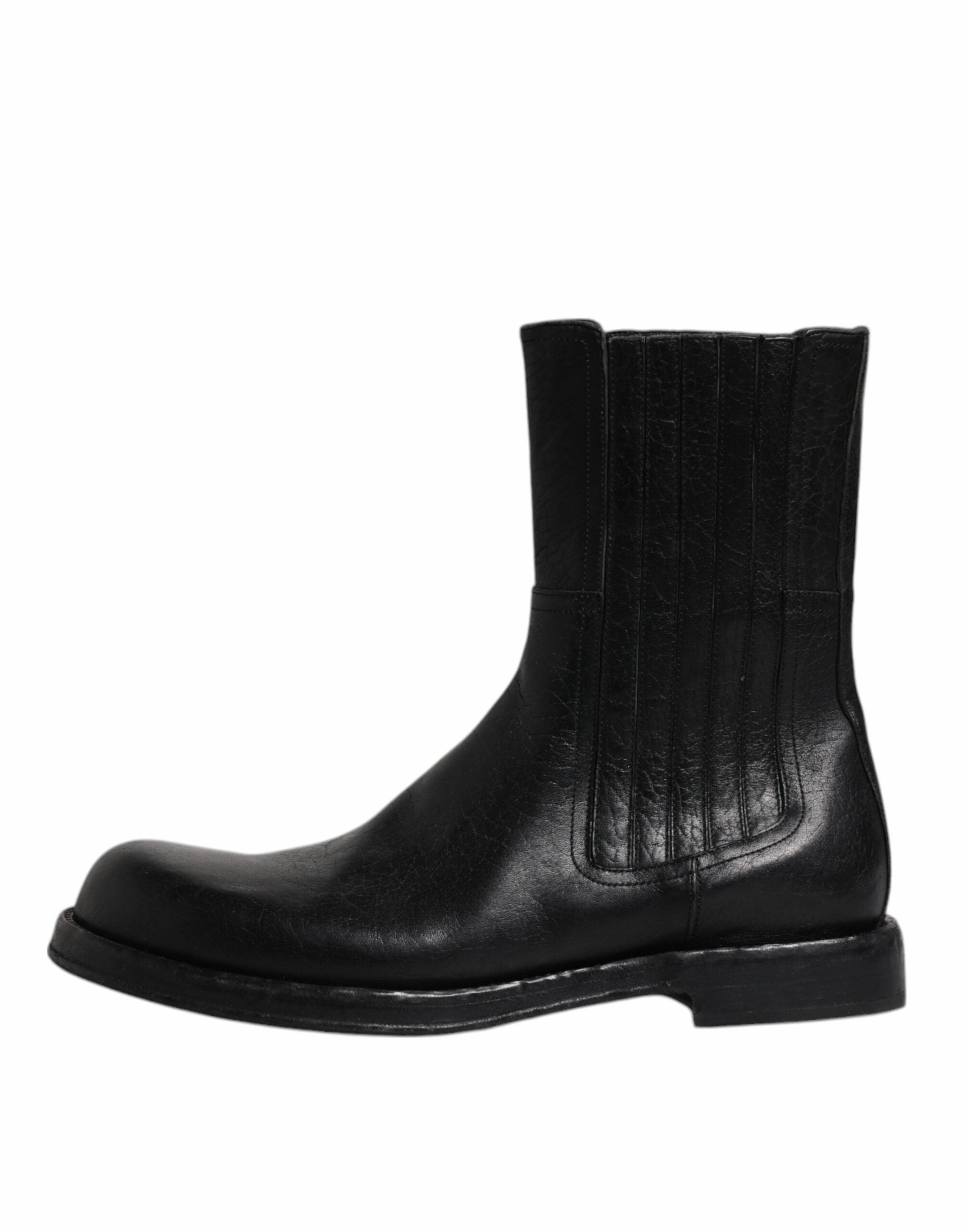 Dolce & Gabbana Horse Leather Mid Calf Boots Men's Shoes