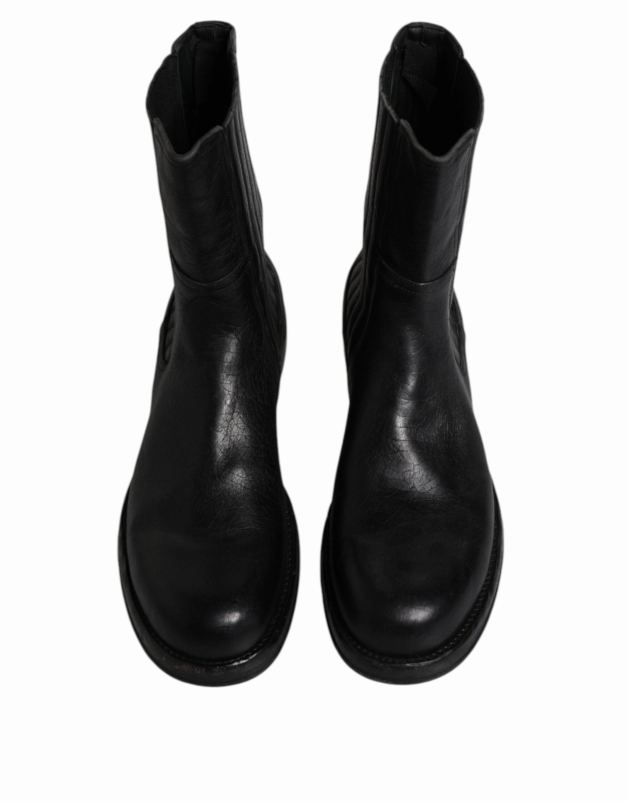 Dolce & Gabbana Horse Leather Mid Calf Boots Men's Shoes