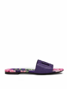 Dolce & Gabbana Iguana-print calfskin sliders with DG logo Womens Shoes cheap promo