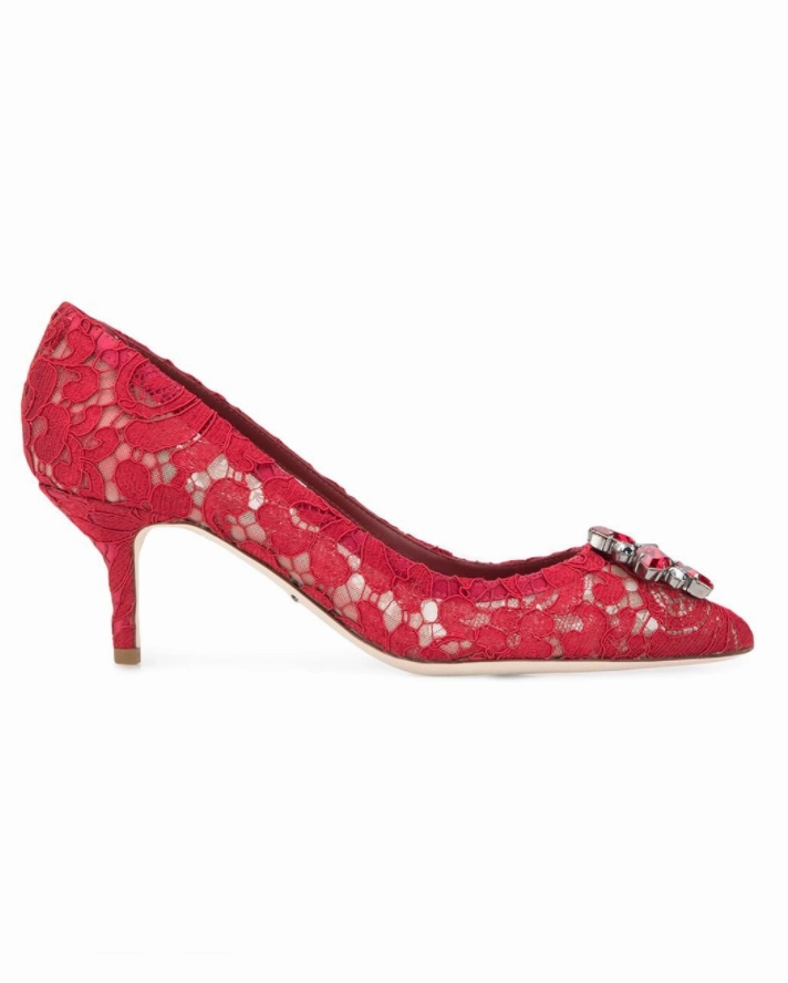 Dolce & Gabbana lace rainbow pumps with brooch