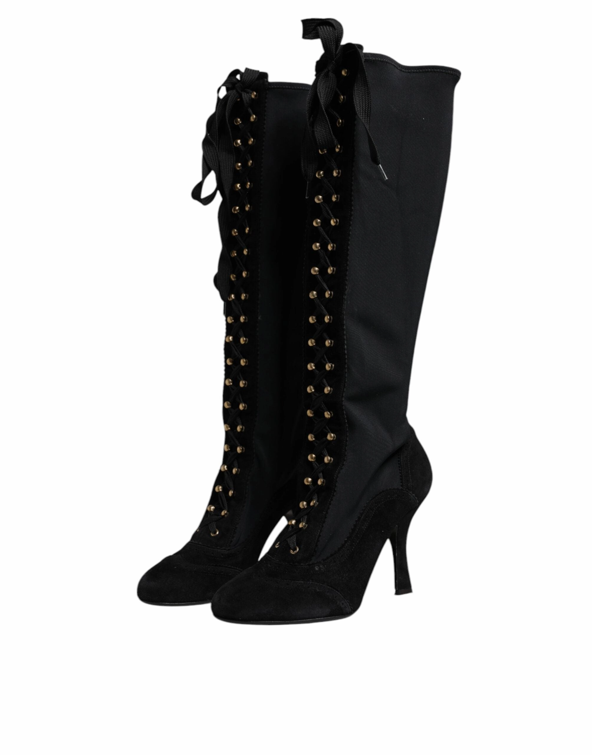 Dolce & Gabbana Lace Up Heels High Boots Women's Shoes
