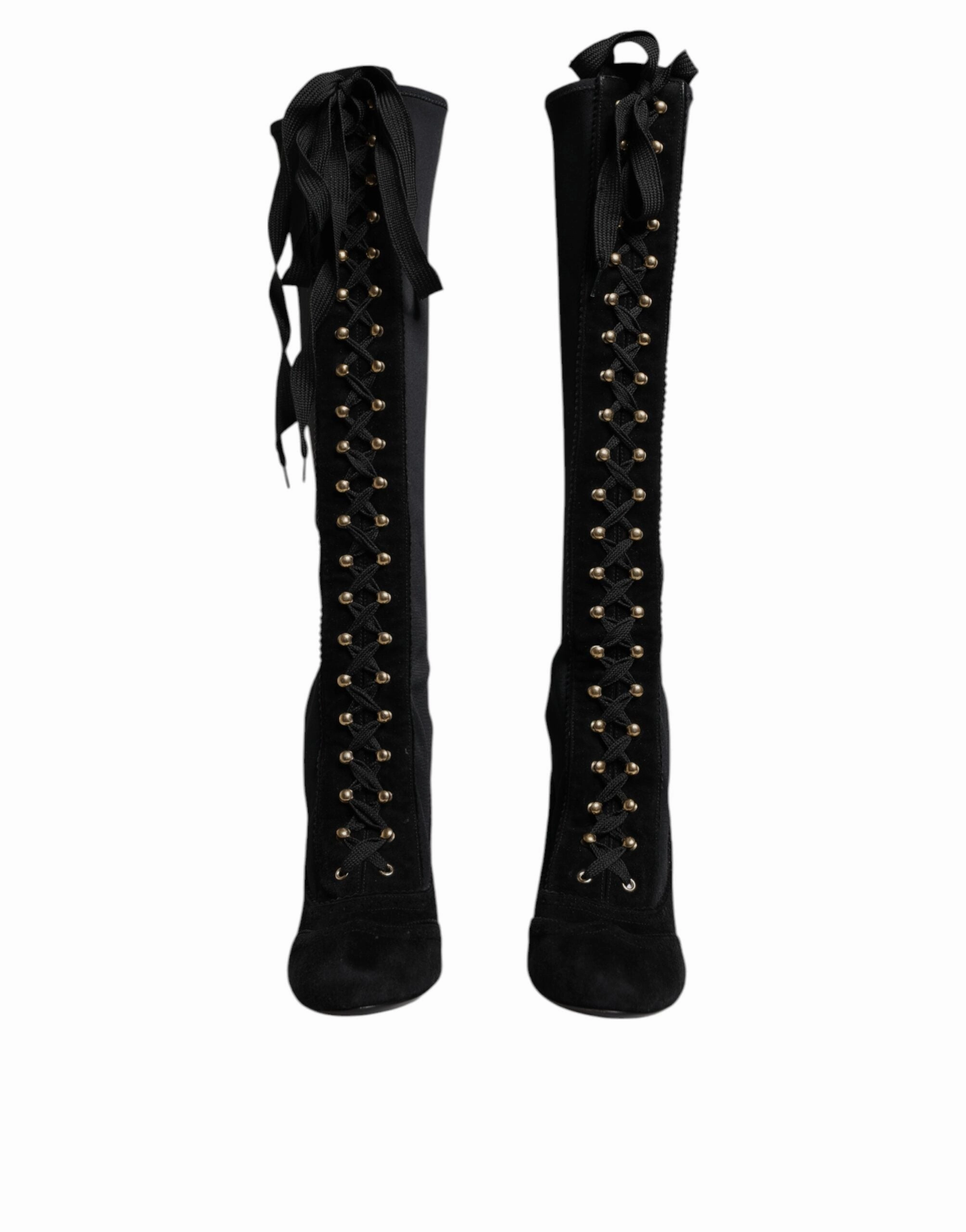 Dolce & Gabbana Lace Up Heels High Boots Women's Shoes