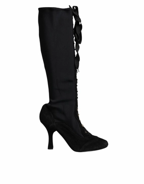 Dolce & Gabbana Lace Up Heels High Boots Women's Shoes Discount Boots for Women