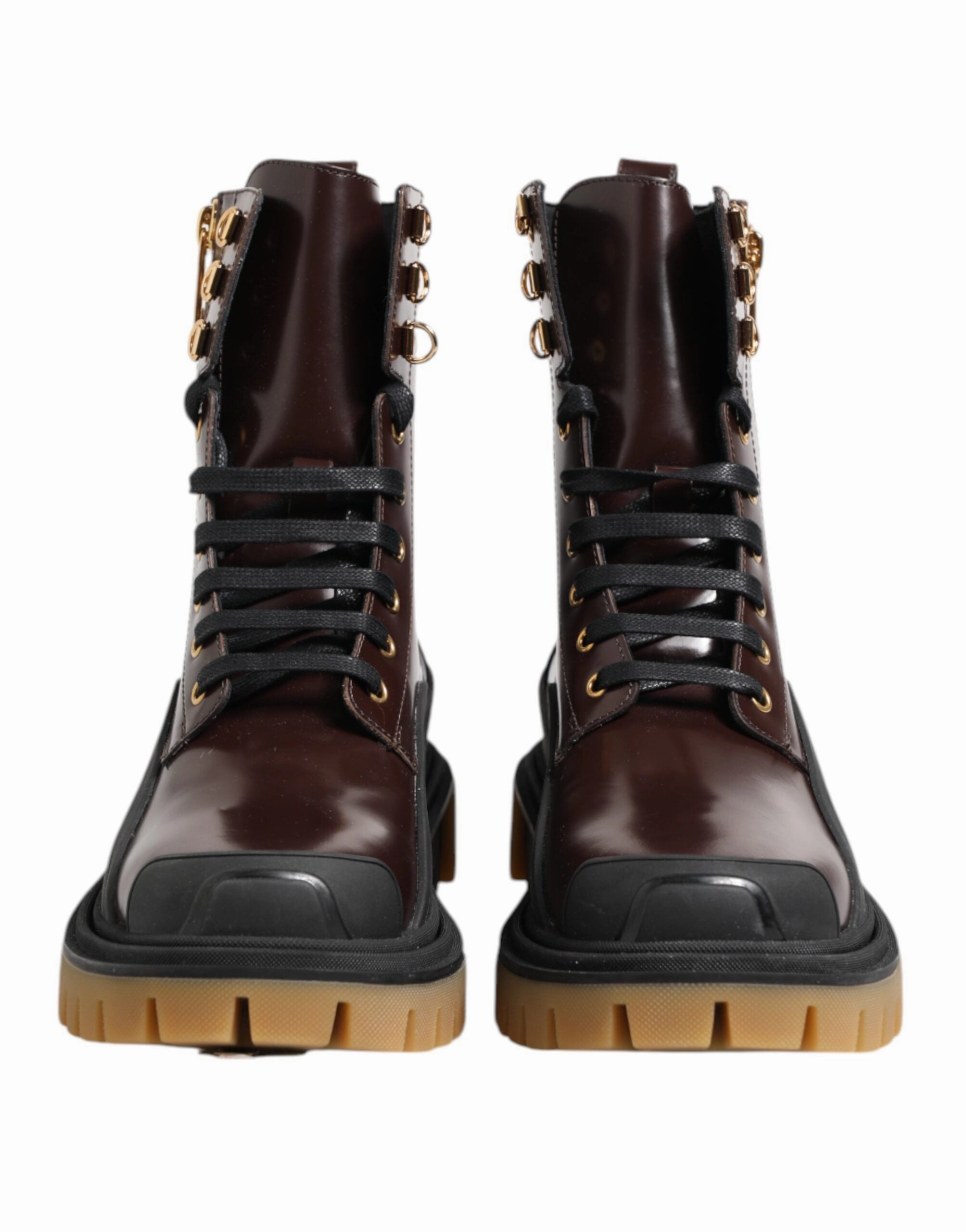 Dolce & Gabbana Leather Boots Zipper Lace Up Men's Shoes