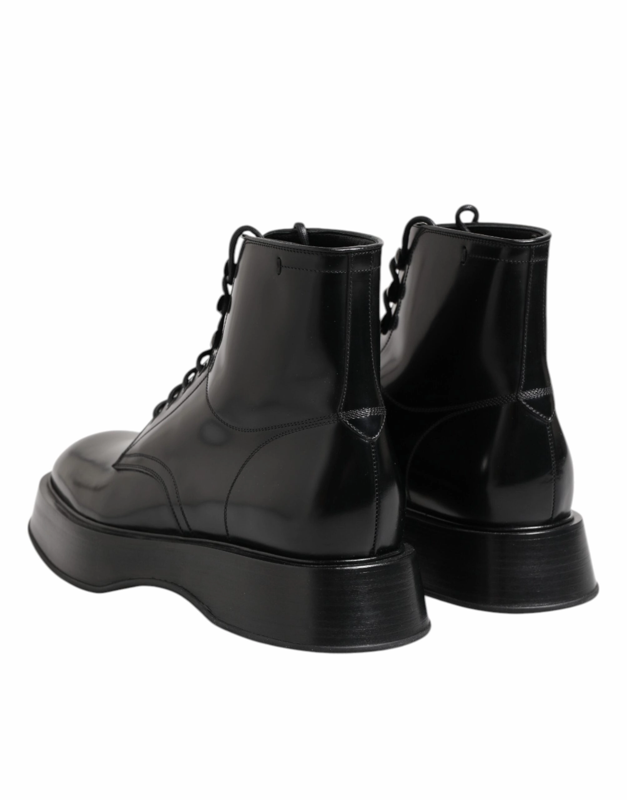 Dolce & Gabbana Leather Logo Ankle Boots Lace Up Men's Shoes