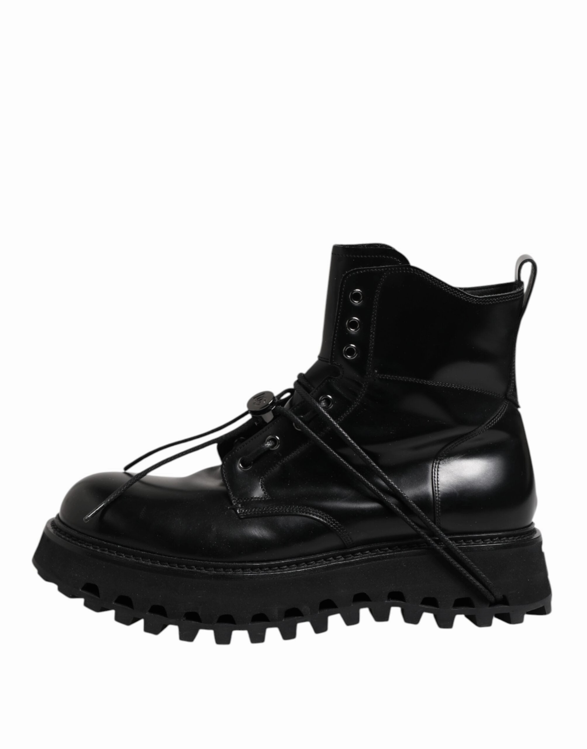 Dolce & Gabbana Leather Logo Ankle Boots Lace Up Men's Shoes