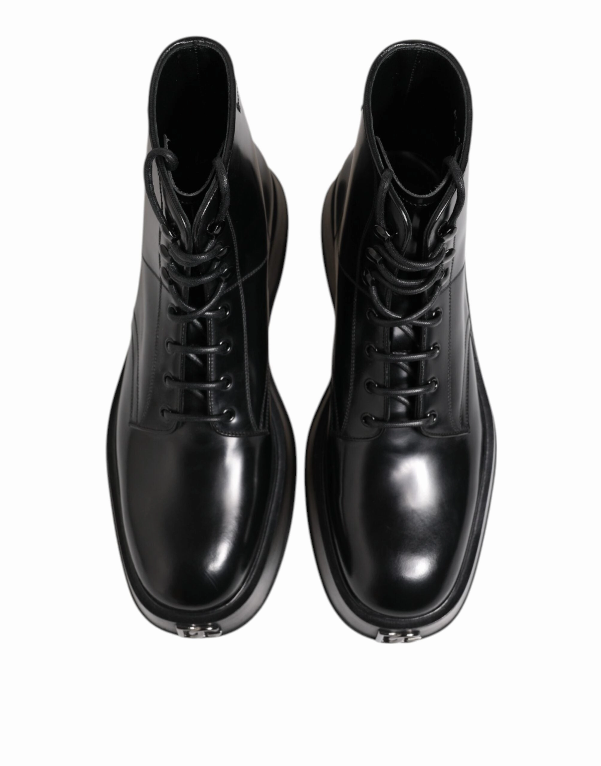 Dolce & Gabbana Leather Logo Ankle Boots Lace Up Men's Shoes