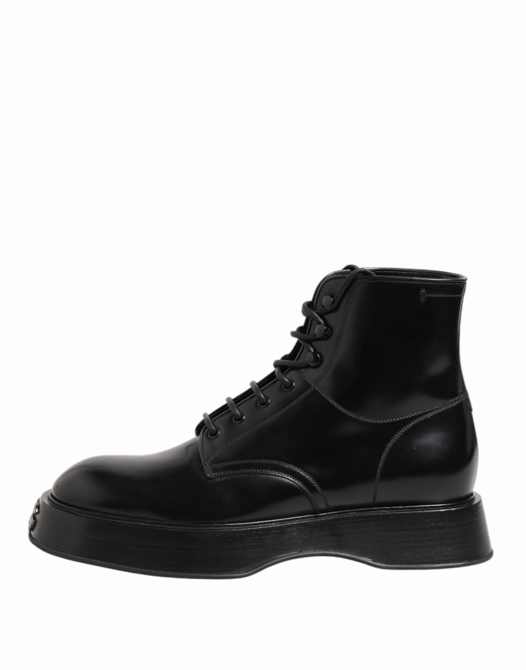 Dolce & Gabbana Leather Logo Ankle Boots Lace Up Men's Shoes