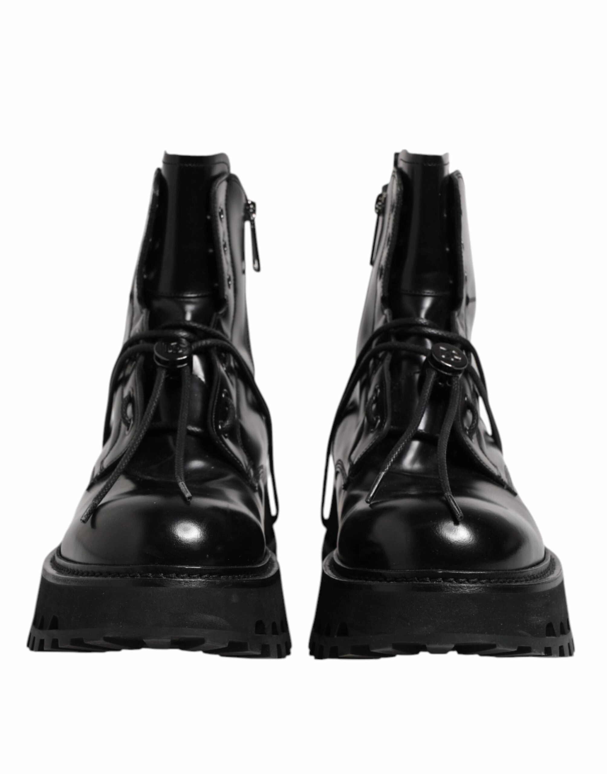 Dolce & Gabbana Leather Logo Ankle Boots Lace Up Men's Shoes