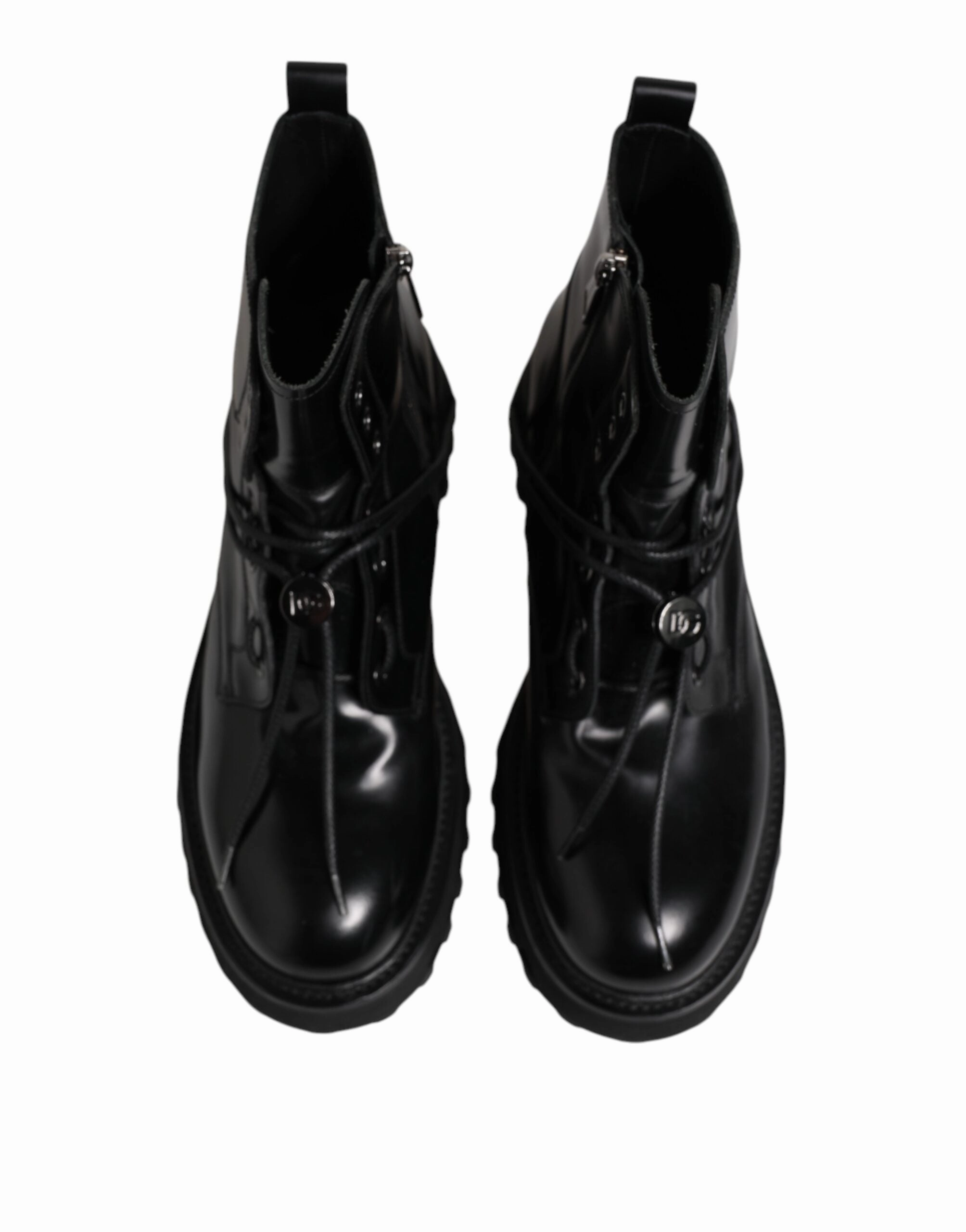 Dolce & Gabbana Leather Logo Ankle Boots Lace Up Men's Shoes