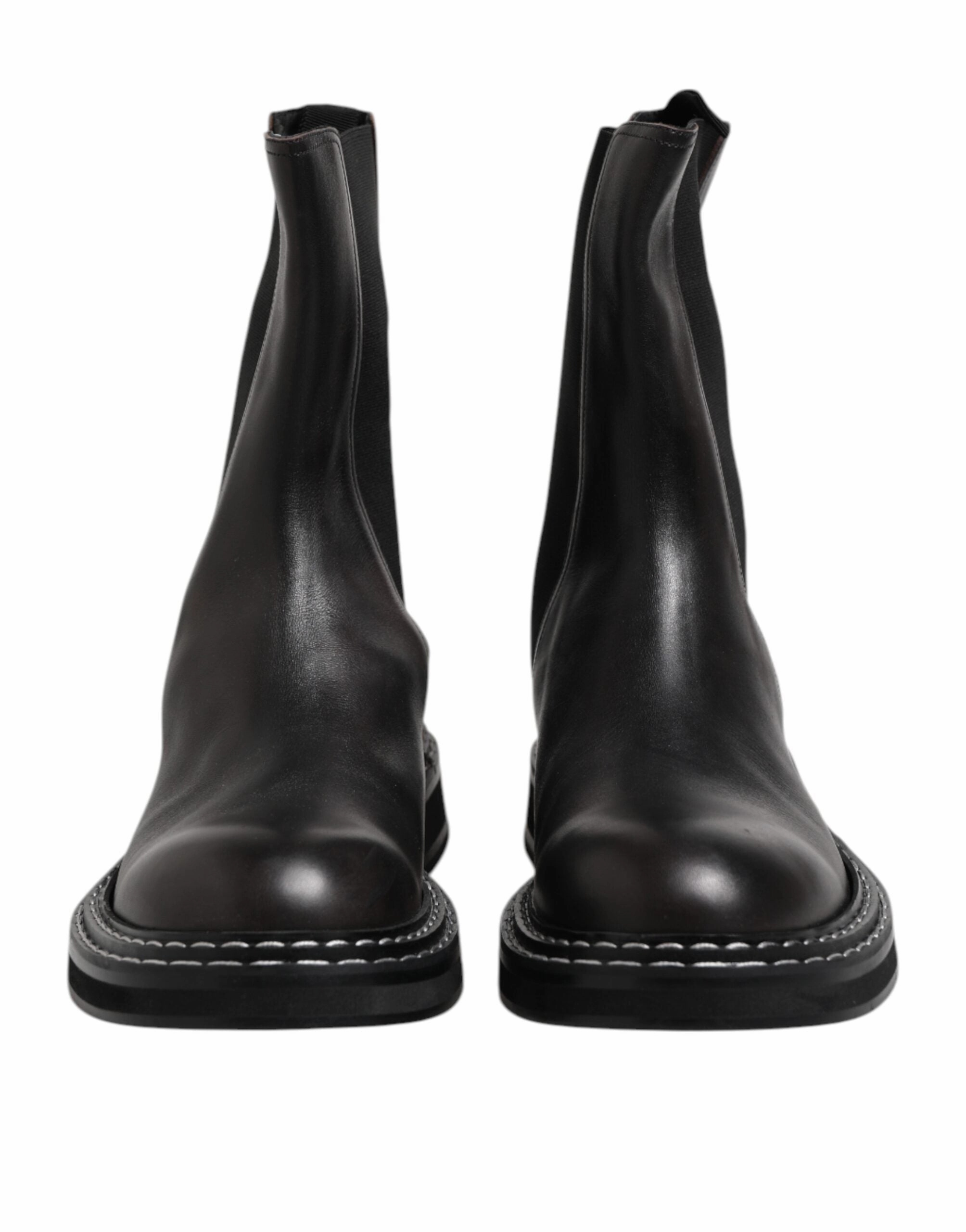 Dolce & Gabbana Leather Mid Calf Boots Flats Men's Shoes