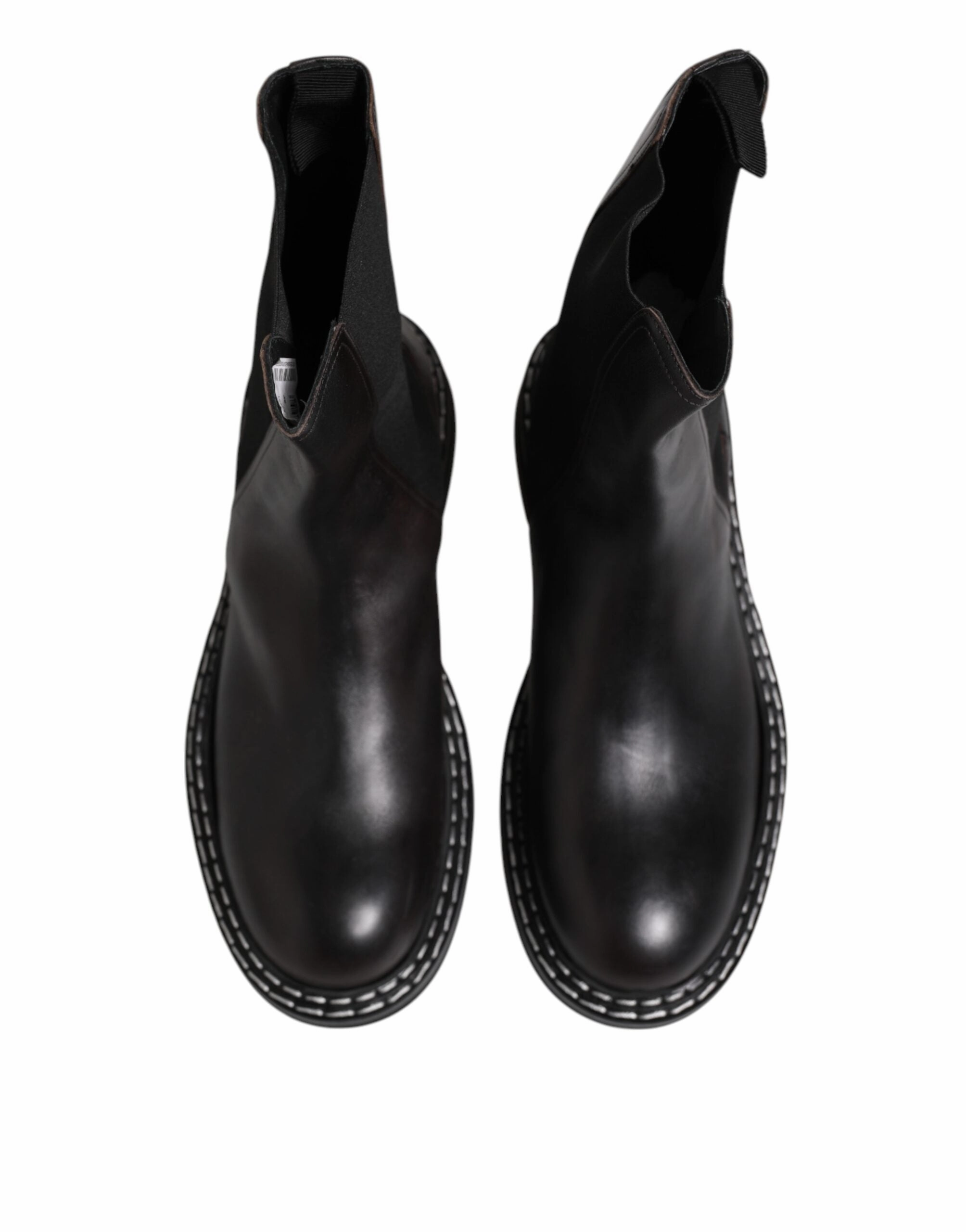 Dolce & Gabbana Leather Mid Calf Boots Flats Men's Shoes