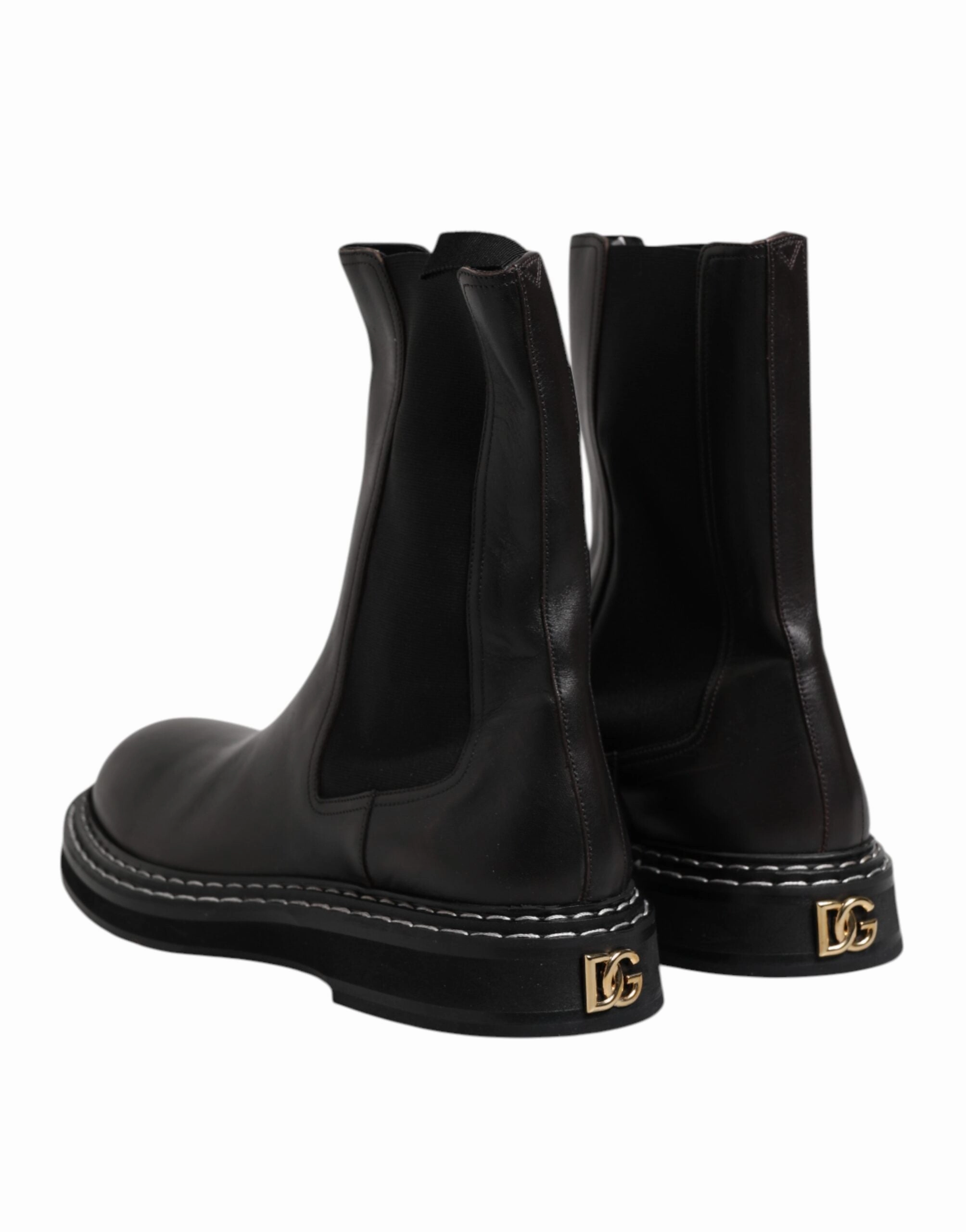 Dolce & Gabbana Leather Mid Calf Boots Flats Men's Shoes