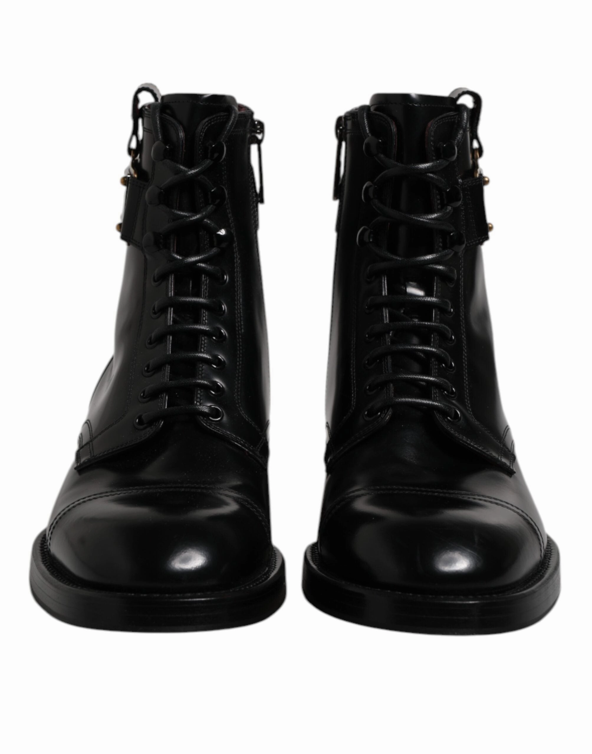 Dolce & Gabbana Leather Mid Calf Boots Lace Up Men's Shoes