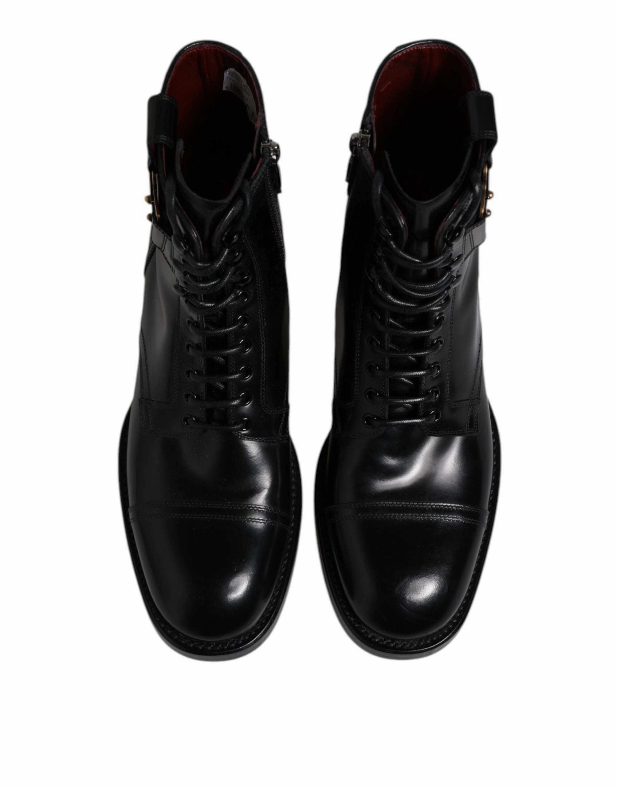 Dolce & Gabbana Leather Mid Calf Boots Lace Up Men's Shoes