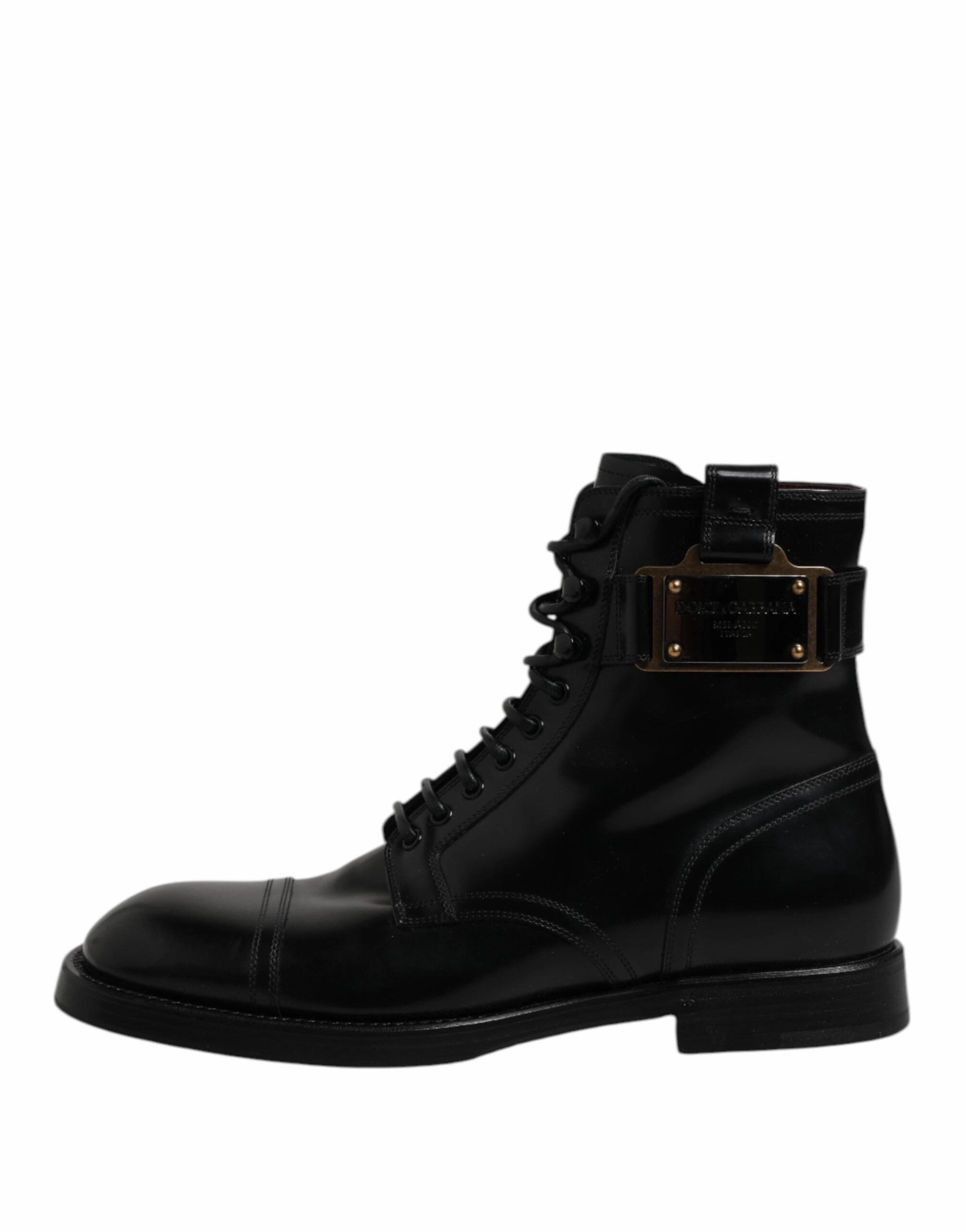 Dolce & Gabbana Leather Mid Calf Boots Lace Up Men's Shoes
