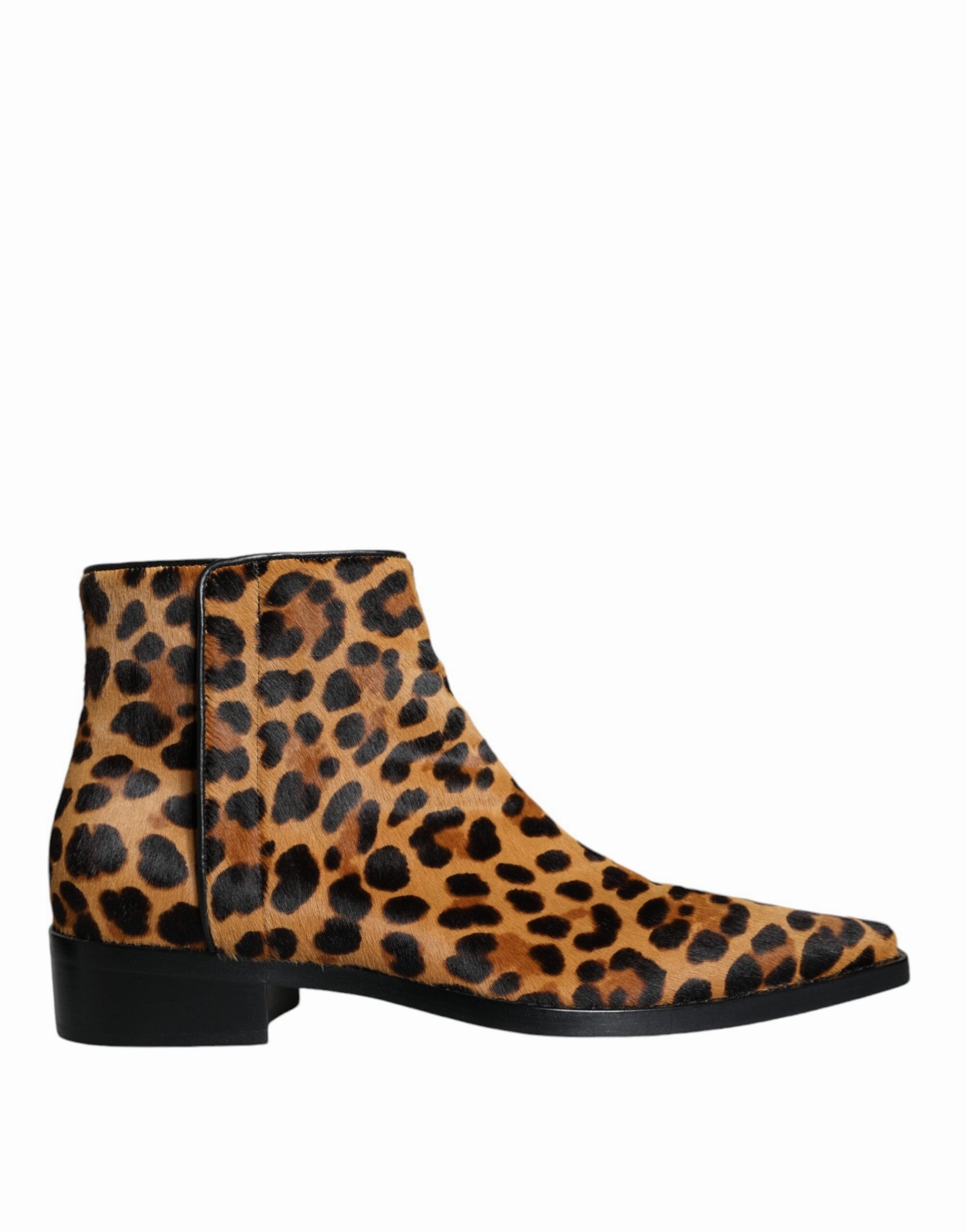 Dolce & Gabbana Leopard Calf Fur Ankle Boots Women's Shoes Promo on Womens Fashionable Boots