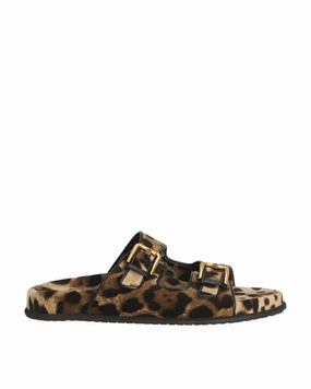 Dolce & Gabbana leopard print velvet sliders Womens Shoes cheap promo