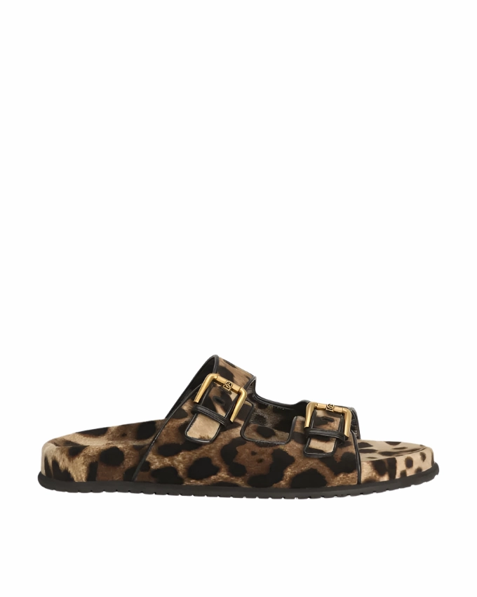 Dolce & Gabbana leopard print velvet sliders Womens Shoes cheap promo
