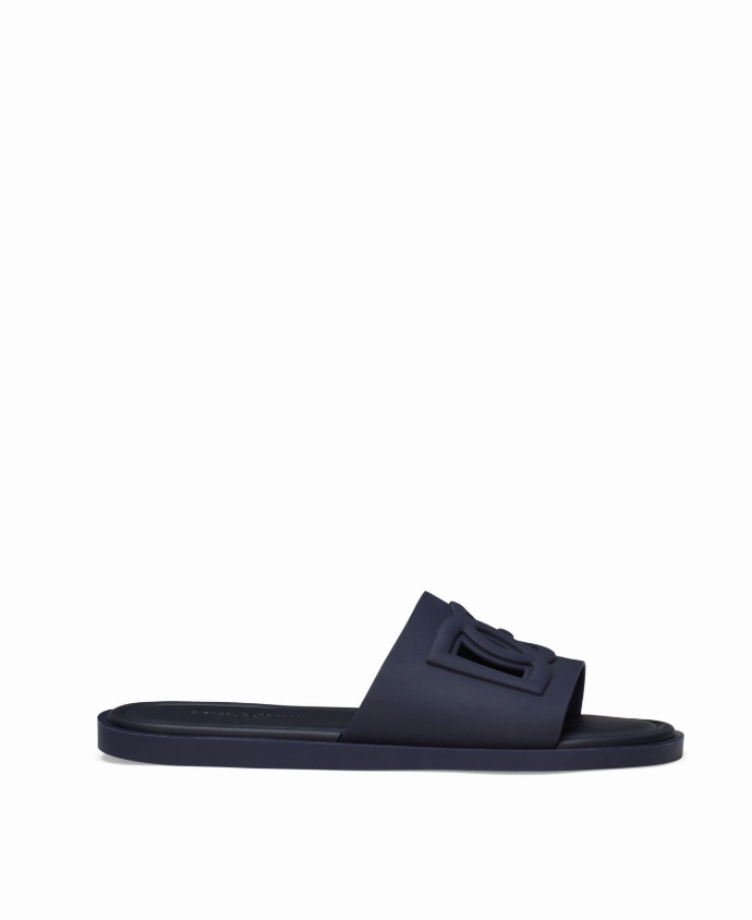 Dolce & Gabbana logo-embossed cut-out slides Mens Shoes online flash sale