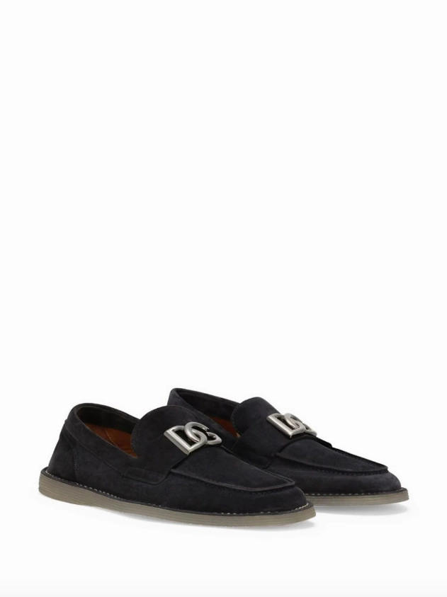 Dolce & Gabbana logo-lettering suede loafers