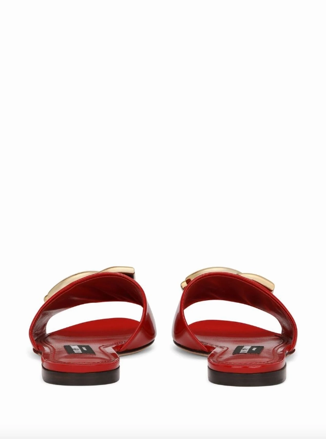Dolce & Gabbana polished calfskin sliders with DG logo