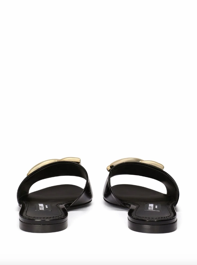 Dolce & Gabbana polished calfskin sliders with DG logo