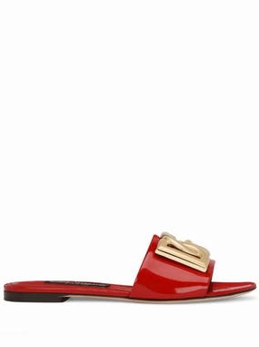 Dolce & Gabbana polished calfskin sliders with DG logo Womens Shoes cheap promo