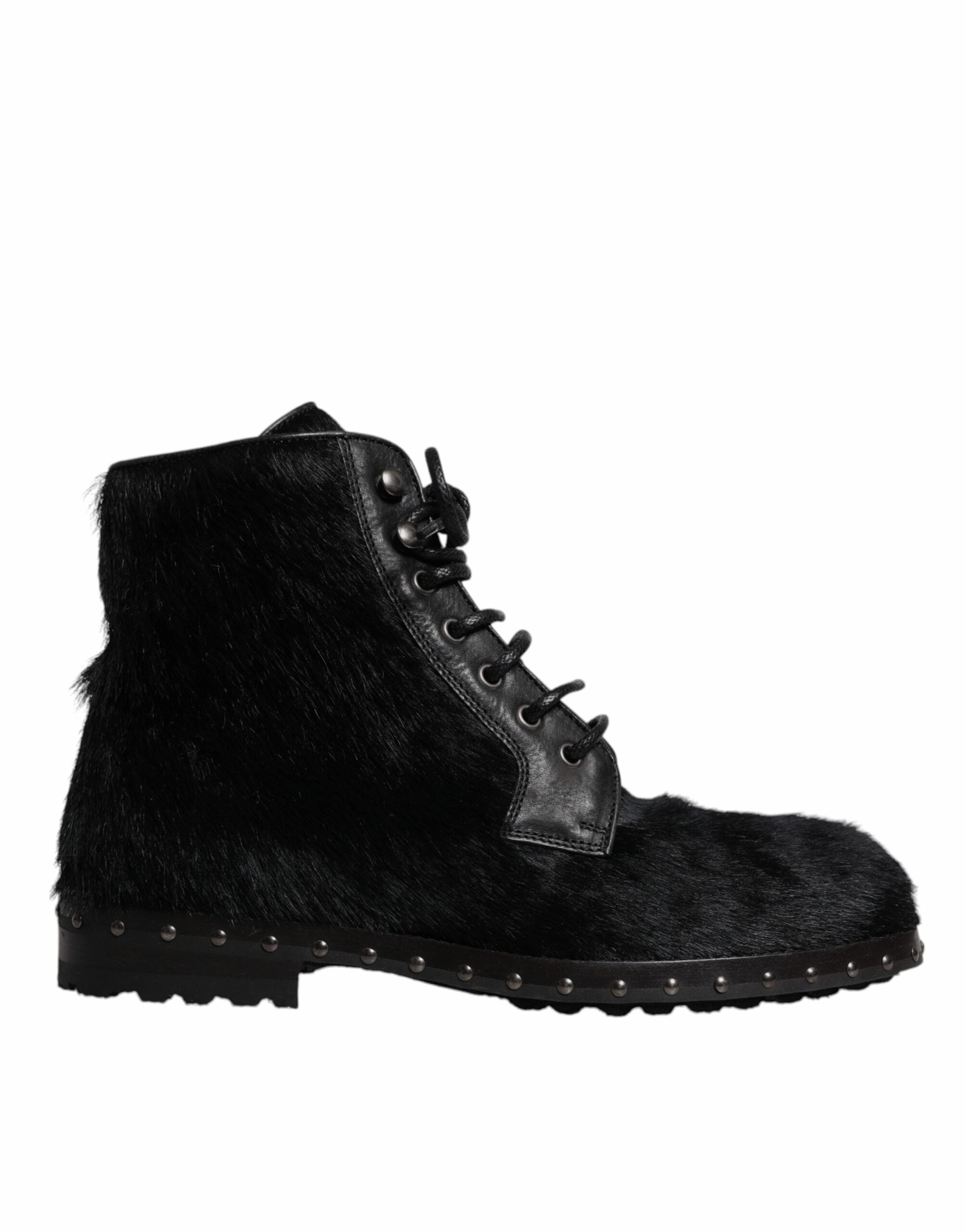 Dolce & Gabbana Pony Style Leather Mid Calf Boots Men's Shoes Mens Chukka Boots outlet deals