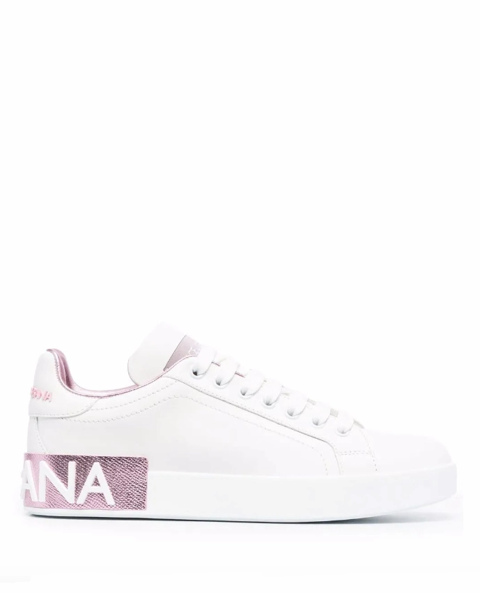 Dolce & Gabbana Portofino metallic-trim sneakers Womens Shoes cheap promo