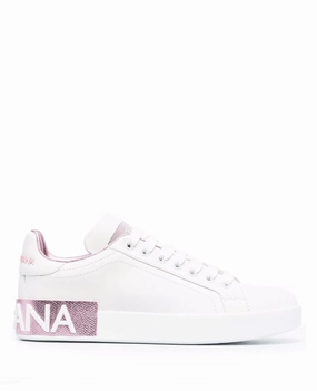 Dolce & Gabbana Portofino metallic-trim sneakers Womens Shoes cheap promo