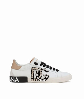 Dolce & Gabbana Portofino Vintage calfskin sneakers Womens Shoes cheap promo