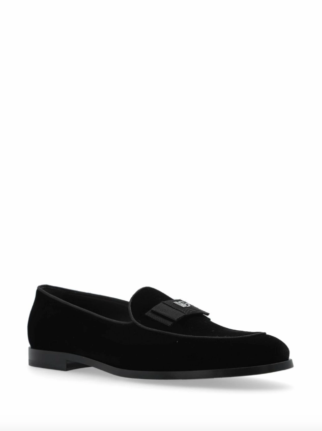 Dolce & Gabbana velvet slippers with DG logo