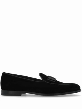 Dolce & Gabbana velvet slippers with DG logo Mens Shoes online flash sale