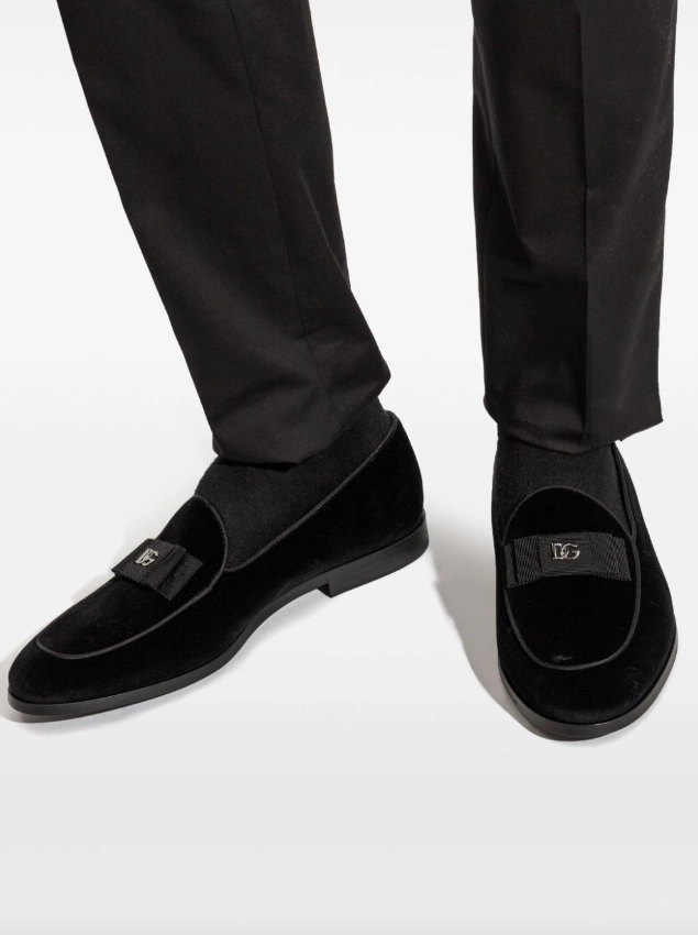 Dolce & Gabbana velvet slippers with DG logo