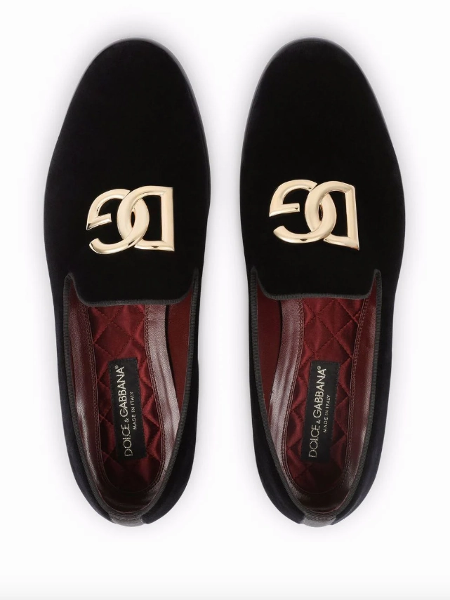 Dolce & Gabbana velvet slippers with DG logo