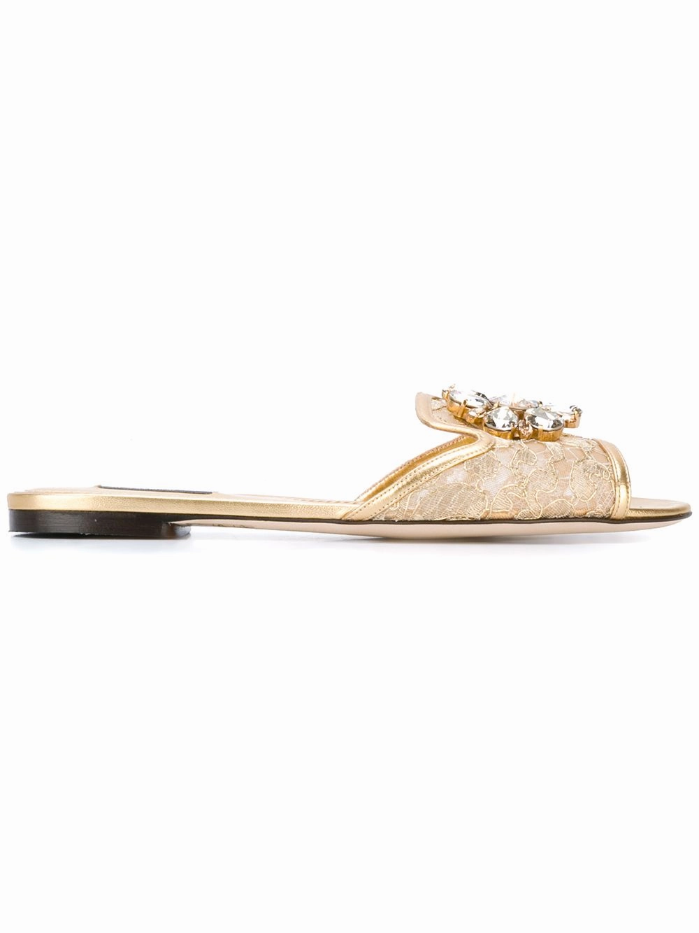 Dolce & Gabbana Women's Sandals Golden Cheap Womens Slide Sandals