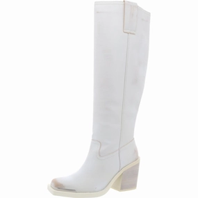 Dollee Womens Faux Leather Square Toe Knee-High Boots Womens Casual Boots clearance