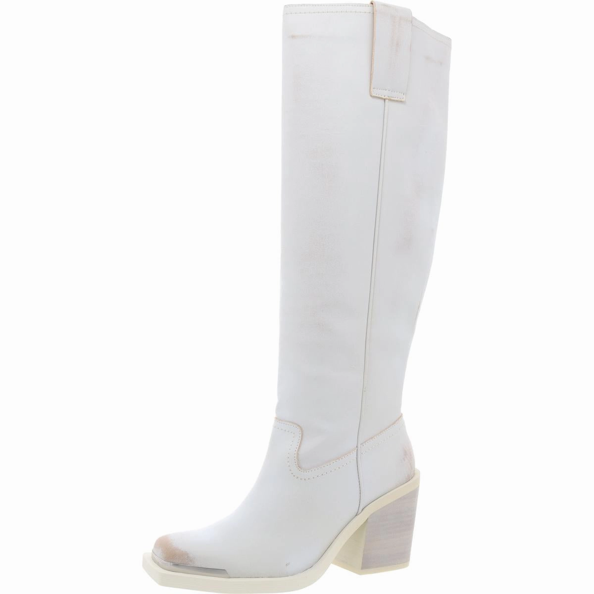 Dollee Womens Faux Leather Square Toe Knee-High Boots Womens Casual Boots clearance