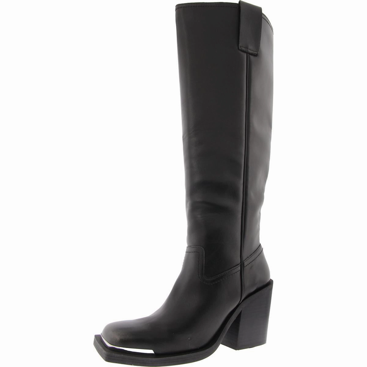 Dollee Womens Faux Leather Square Toe Knee-High Boots