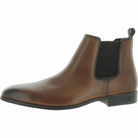 Donto Mens Leather Block Heel Chelsea Boots Cheap Mens Boots & Chukkas