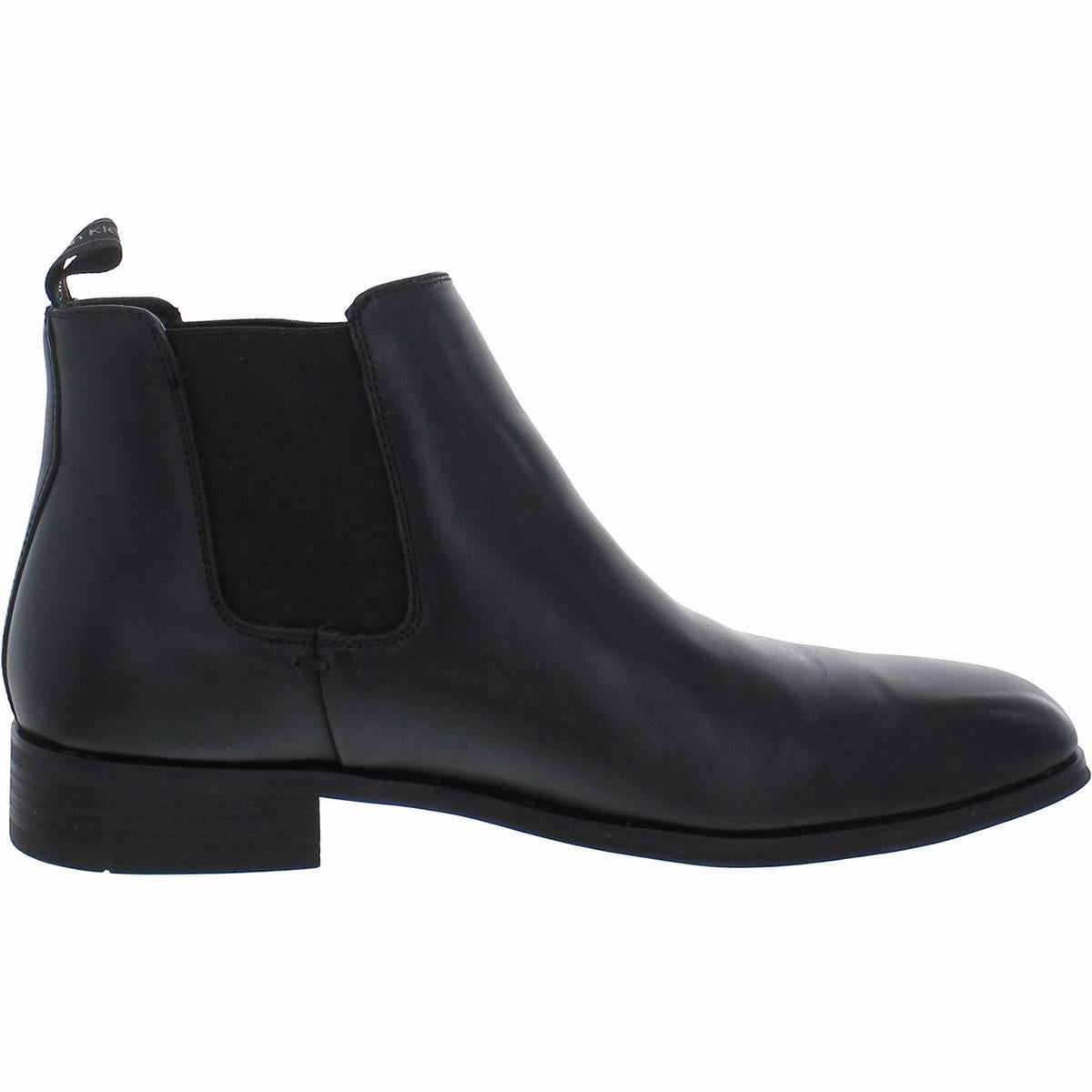 Donto Mens Leather Block Heel Chelsea Boots