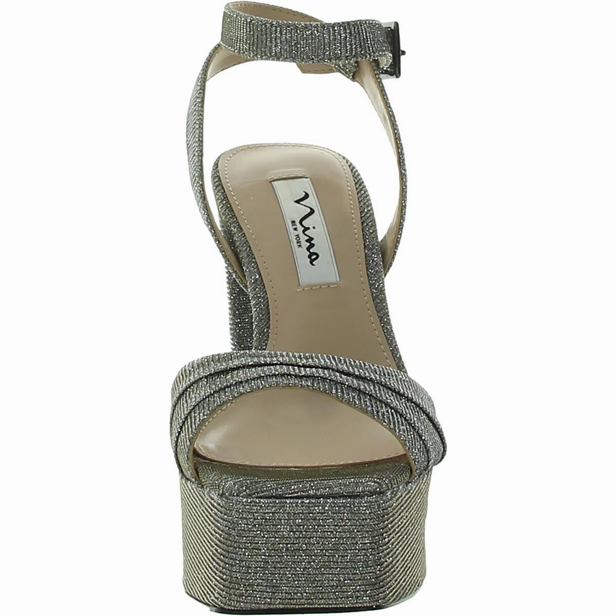 Dorcas Womens Shimmer Ankle Strap Platform Sandals